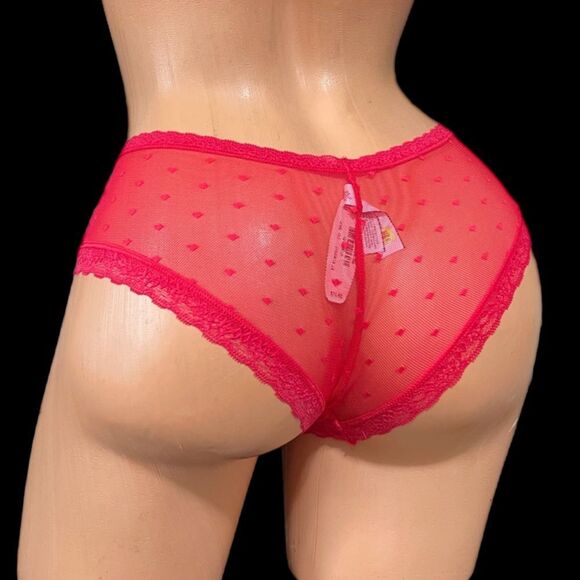 Victorias Secret Discontinued Sexy Sheer Mesh Cheeky panty Red Small - Picture 1 of 3